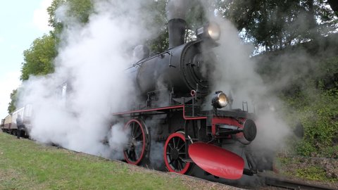 Netherlands - 16 october 2021, Wijlre, Limburg: Nostalgic historical Steam Locomotive lots of steam