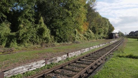 Netherlands - 16 october 2021, Wijlre, Limburg: Nostalgic historical Steam Locomotive arrival at Wijlre Station
