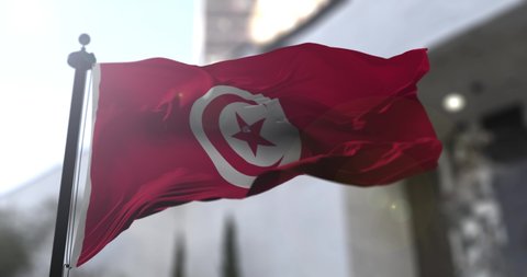 Tunisian national flag. Tunisia country waving flag. Politics and news illustration