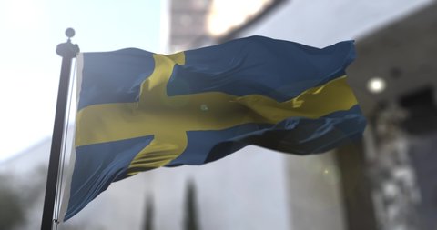Swedish national flag. Sweden country waving flag. Politics and news illustration