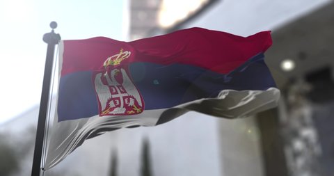 Serbian national flag. Serbia country waving flag. Politics and news illustration