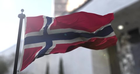 Norwegian national flag. Norway country waving flag. Politics and news illustration