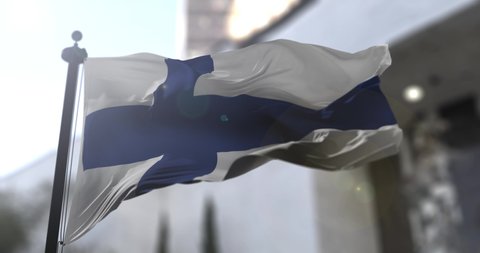 Finnish national flag. Finland country waving flag. Politics and news illustration