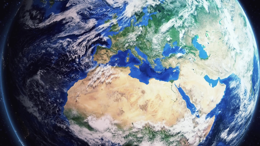 Zoom of the earth from space to the city. 3D Animation. Zoom in to the city Tampere. Stock video footage. 4K