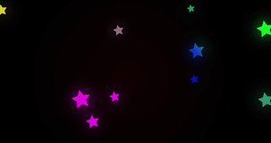 Animation of merry christmas and colorful stars on black background