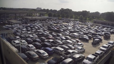New York, USA - September 15, 2021: Many parking lots at the airport at JFK airport in New York