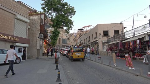 Mardin, Turkey - 15th of June 2021: 4K Jam of traffic in the old Mardin city one summer evening
