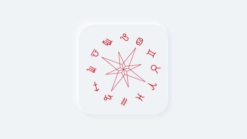 Zodiac signs on a white neumorphic button. Rotation shape animation. Shaped figure in trendy soft 3D style. Astrological pictogram symbols, a Signs & Symbol Video by MoonSplinters