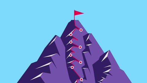 Path towards success mountain climb concept animation