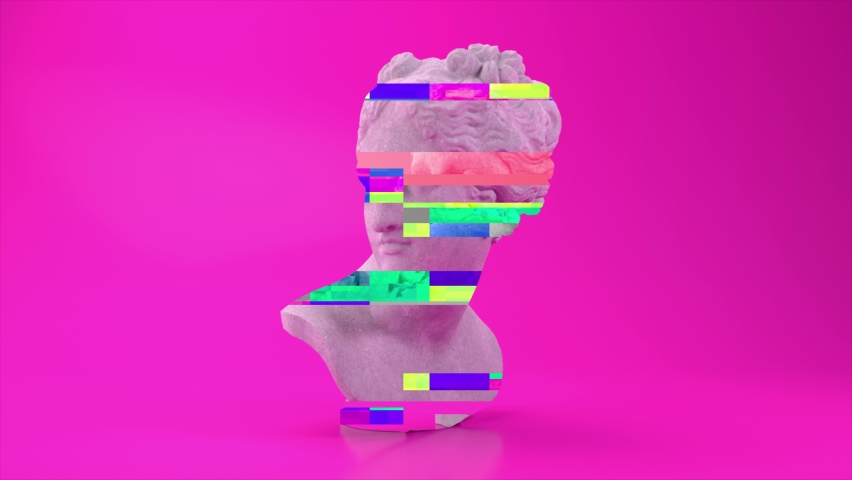 Glitch of Venus head on pink background. 4K. Ultra high definition. 3840x2160. 3D animation of seamless loop | Shutterstock HD Video #1081048328