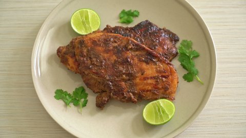 spicy grilled Jamaican jerk chicken - Jamaican food style