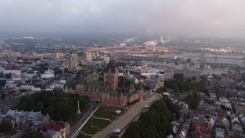 Flying over Chateau Frontenac in Quebec City