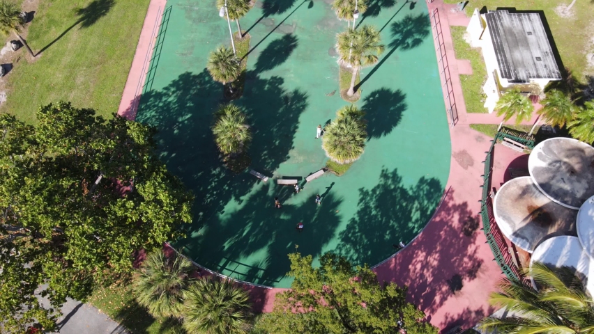 Aerial drone footage of Key Biscayne, Miami Beach, Florida