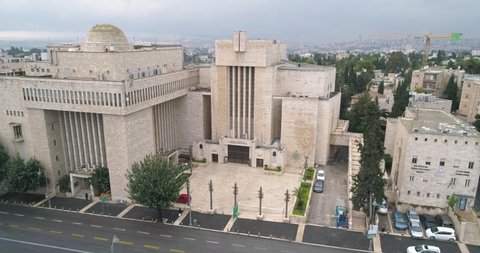 Aerial view of the "great synagogue of Jerusalem" and the adjacent "Heichal Shlomo", Jerusalem, Israel.