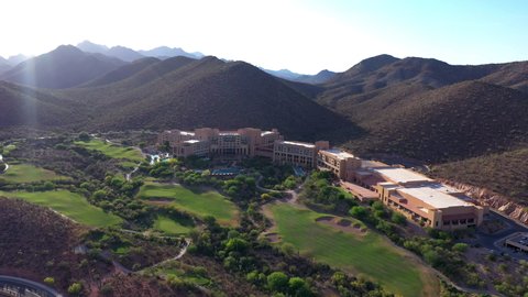 Tucson , Arizona , United States - 05 01 2021: JW Marriott Starr Pass Resort surrounded by Tucson Mountains