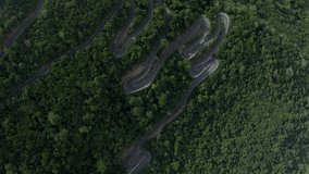 Aerial views of 18 bends hairpin road in Sri Lanka