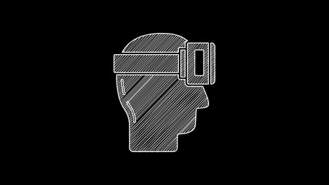 White line Virtual reality glasses icon isolated on black background. Stereoscopic 3d vr mask. 4K Video motion graphic animation.