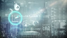 Animation of clock moving fast and data processing on screen over cityscape. global connections, data processing and digital interface concept digitally generated video. - Powered by Shutterstock - Get 15% off with code: PIKWIZARD15