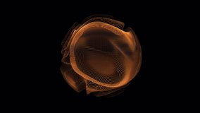 Looped distortion waves on abstract golden sphere of particles. Digital data splash of spherical point array. Futuristic glitch UI element - Powered by Shutterstock - Get 15% off with code: PIKWIZARD15