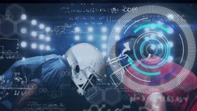 Animation of mathematical equations and data processing over diverse male rugby players at stadium. sport, connections and digital interface concept digitally generated video. - Powered by Shutterstock - Get 15% off with code: PIKWIZARD15