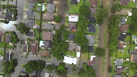 Aerial View Of Flooded Community In The Low-Lying Areas Of New Orleans At Louisiana, USA.