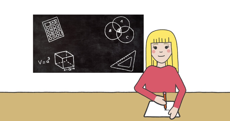 Animation of Schoolgirl Taking Notes Stock Footage Video (100% Royalty ...