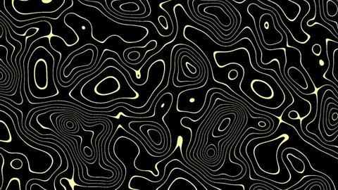 Digital abstract animation based on fine yellow sine lines and black background.