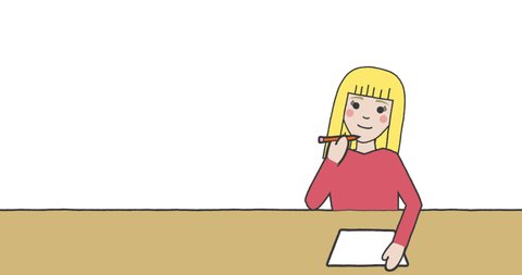 Animation Schoolgirl Taking Notes On White Stock Footage Video (100% ...