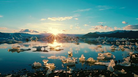 Global Warming Climate Change Concept. Icebergs in Jokulsarlon Glacier Lagoon