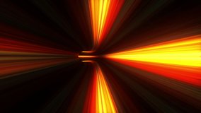 Abstract red yellow fire in futuristic sci-fi virtual reality tunnel seamless loop. 4K 3D rendering grid Tunnel with Light Lines VJ motion graphics for science, technology, music video, EDM. 
