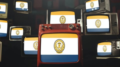 Flag of San Jose, California, and Vintage Televisions. 