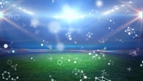Animation of molecules rotating over stadium. global science, sports and digital interface concept digitally generated video. - Powered by Shutterstock - Get 15% off with code: PIKWIZARD15