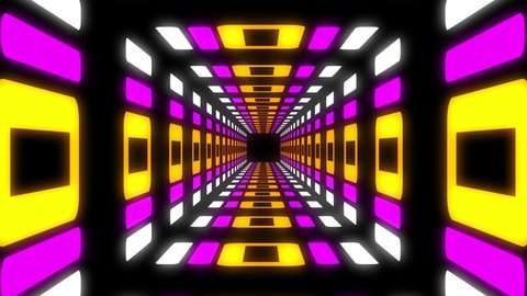  Retro Infinite Tunnel Loop.3D vintage colorful joyful video footage.