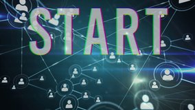 Animation of network of connections and start text on black background. global networks, connections, games, data processing and digital interface concept digitally generated video. - Powered by Shutterstock - Get 15% off with code: PIKWIZARD15