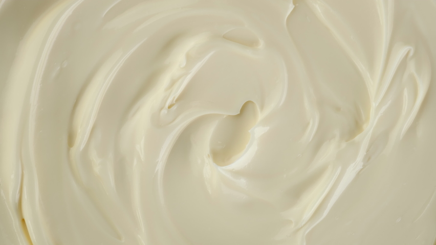 Mayonnaise top view, rotate. Sour cream, fresh greek yogurt close up. 4K UHD video Royalty-Free Stock Footage #1081123007