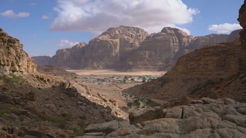 Äerial view of the Wadi Rum village, Wadi Rum desert, Jordan.