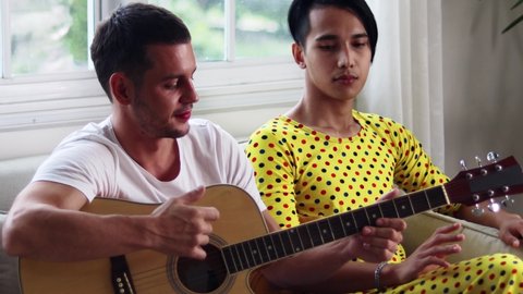 Handsome Gay Men Couple Live Together Stock Footage Video (100% Royalty