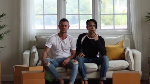 Handsome Gay Men Couple Live Together Stock Footage Video (100% Royalty