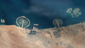 The City of Dubai seen from Space. Elements of this Video furnished by NASA. 4K Resolution.