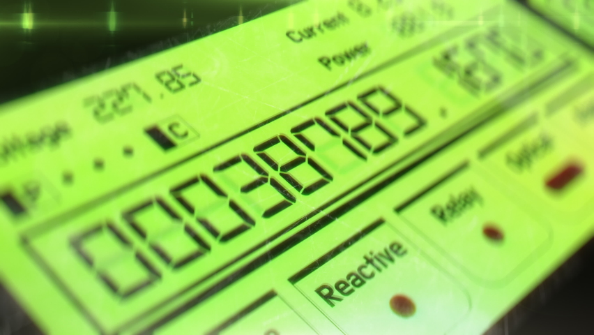 Realistic electricity meter calculating energy consumption, utility bill. Modern electric meter device Royalty-Free Stock Footage #1081160936
