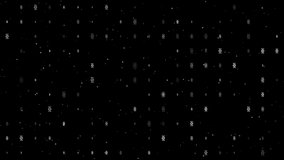 Template animation of evenly spaced dna symbols of different sizes and opacity. Animation of transparency and size. Seamless looped 4k animation on black background with stars