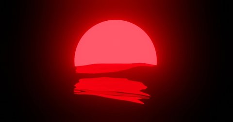 
video animation of reflection in the water of the setting sun in red