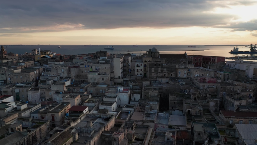Aerial view of Taranto industrial town. Italy - Puglia