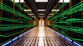Digital Network of connections and data processing server room Loop Background. Online security concept. Global Server Room Networking Digital Social Connection Media and Futuristic Technology. 4k - Powered by Shutterstock - Get 15% off with code: PIKWIZARD15