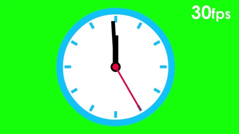 Clock isolated. Cartoon counter clock parts one minute to twelve. Simple and very useful animation for illustrating time of any process. Greenbox.