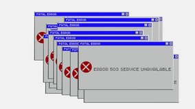 System error icon failure pc interface. Error message computer window alert popup. Motion graphics. - Powered by Shutterstock - Get 15% off with code: PIKWIZARD15
