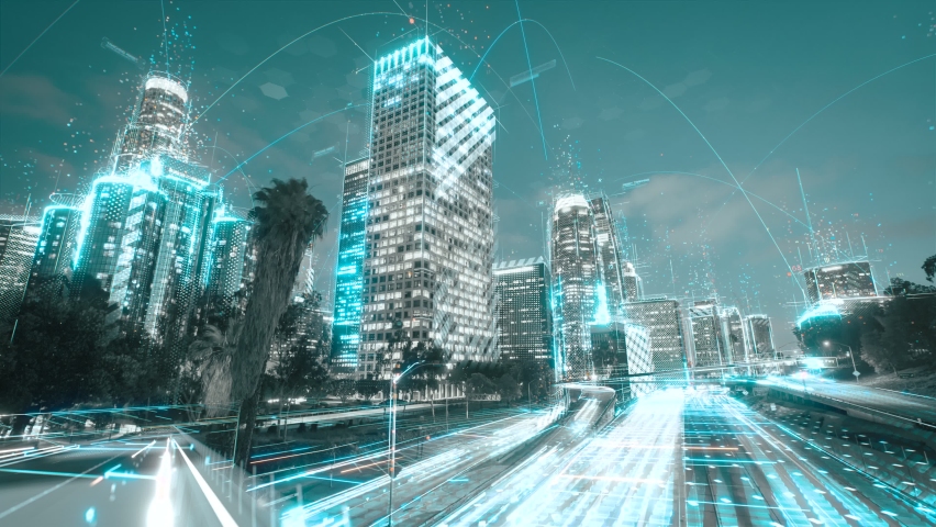Digital city concept. Artificial Intelligence technology in smart city | Shutterstock HD Video #1081189640