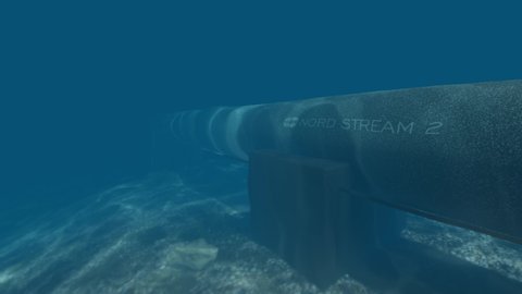 gas nord stream 2 pipe under water 3d animation