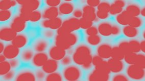Colored dots pulsate on white background. Design. Colored dot spots pulsate in rotating stream. Bubbling dots on surface of white background