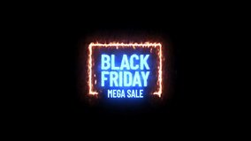 Black friday mega sale of the offer week. Frozen ice text on fire burning signboard. Motion graphic video cold and hot animation. - Powered by Shutterstock - Get 15% off with code: PIKWIZARD15